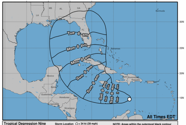 Hurricane Ian Threat Tropical Depression 9 Storm Flood Surge Landslide Disaster Ocean Waves Warnig Evacuation Weather Forecast