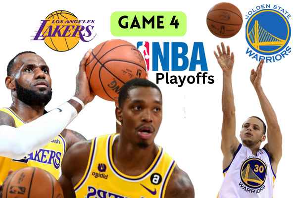 NBA PLAYOFF ROUND STANDING GAME MATCH SCHEDULE SCORE WARRIORS QUALIF FINAL QUARTER SEMI STEPHEN CURRY KINGS AWARD TROPHY TEAM WIN LOSS DEFEAT WON POINTS RECORD 2023 NBA Playoffs - Western Conference, Game 4 Los Angeles Lakers vs Golden State Warriors James LeBron Loonie Walker Stephen Curry JaMychal Green Gary Payton