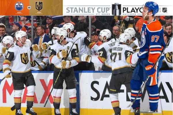 NHL Playoffs 2023 Vegas Golden Knights Western Conference Finals Stanley Cup Rogers Place Edmonton Oilers second round Jonathan Marchessault hat trick net point