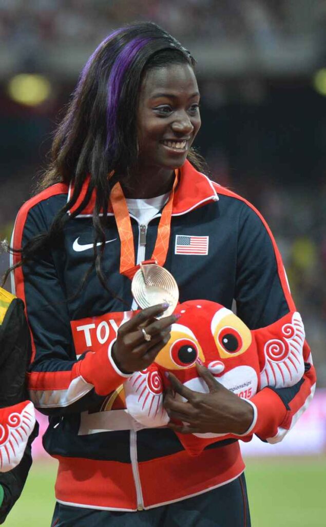 Olympian Tori Bowie Olympics IATF Gold Silver Bronze Medal World Championship Outdoor Track Field Athlete Long Jump Sprint 100 meter relay Mississippi America