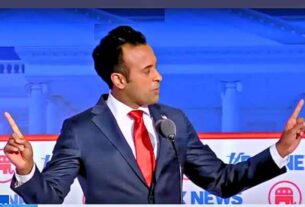 Vivek Ramaswamy addressing the audience during the Republican Party debate