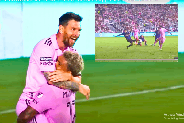 Messi News of Inter Miami players celebrating with Messi after his stunning goals against Orlando City.