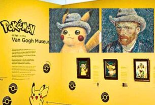 Various Pokemon Characters Art Photos at Van Gogh Museum Lobby - Celebrating Pokemon Characters at Van Gogh.