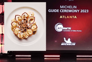 A group of chefs and food enthusiasts celebrating Michelin Guide debut for Atlanta