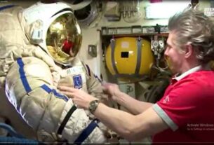 The Astronaut is being worked upon for a Advanced gear Space Suit by the Designer.