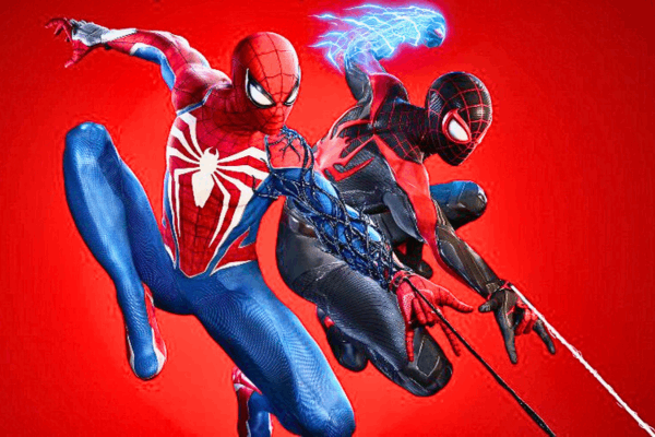 Spider-Man 2 cover poster featuring Spider-Man in action, representing the thrilling gaming adventure.