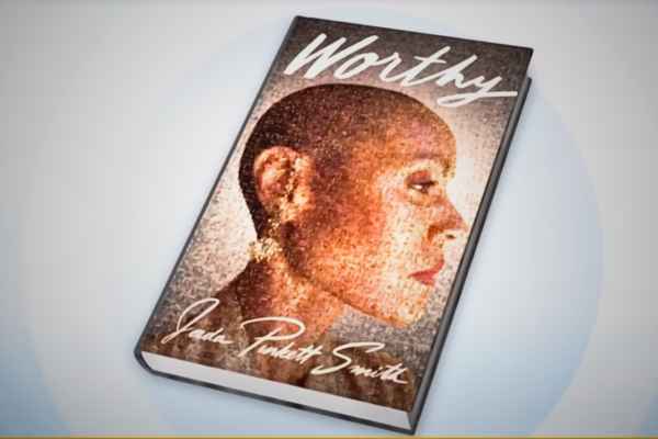 Jada Pinkett Smith's memoir "Worthy" displayed prominently in a bookstore.