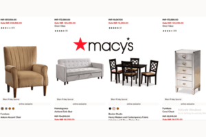 Macy's Furniture Ecommerce site showcasing elegant collections