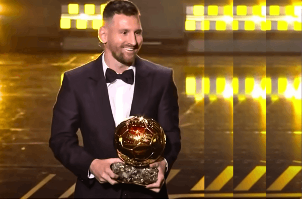 Messi Holding Ballon d'Or Award - Ballon d'Or
