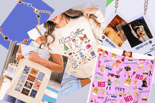 A collection of Taylor Swift Merchandise items, capturing the essence of Taylor Swift Merch.