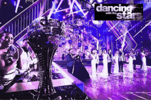 Grand finale stage with the Trophy and the five finalists of Dancing With The Stars Vote Season 32.