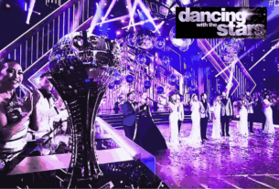 Grand finale stage with the Trophy and the five finalists of Dancing With The Stars Vote Season 32.