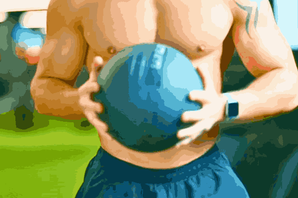 A fitness enthusiast exercising with a Medicine Ball for versatile workouts.