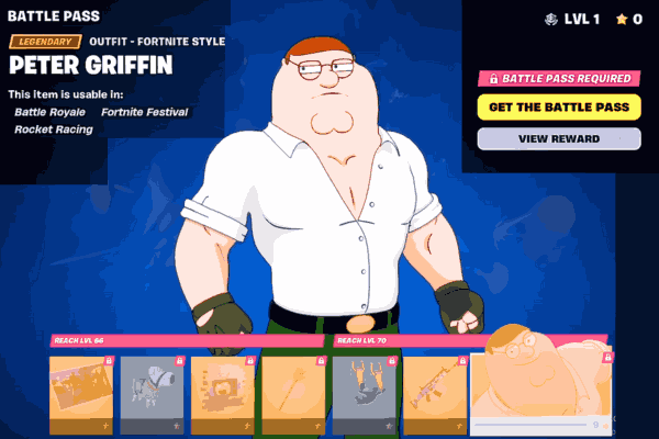 Peter Griffin - Familiar face in Fortnite Battle Pass