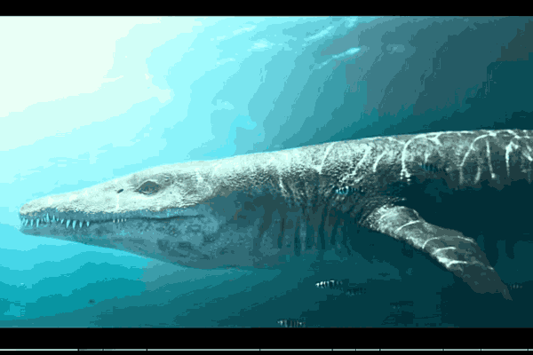 Sea Monster: Pliosaur swimming in the sea