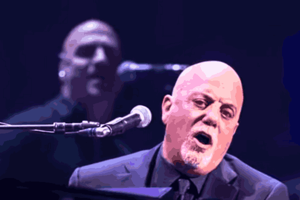 A captivating image showcasing Billy Joel performing live, surrounded by the essence of his timeless hits like "Piano Man" and "Uptown Girl".
