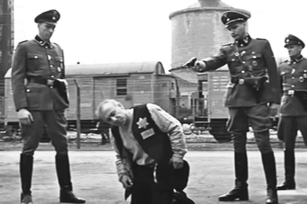 A powerful collage of Holocaust movie scenes, portraying resilience and remembrance on International Holocaust Remembrance Day.