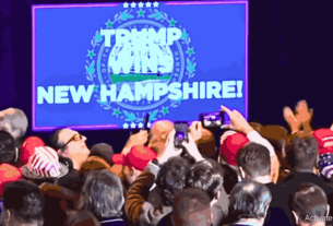 Donald Trump celebrates NH Primary victory, overshadowing Nikki Haley. Political drama unfolds in New Hampshire.