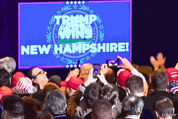 Donald Trump celebrates NH Primary victory, overshadowing Nikki Haley. Political drama unfolds in New Hampshire.