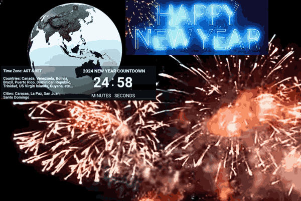 New Year Countdown clock ticking towards 2024 celebration worldwide