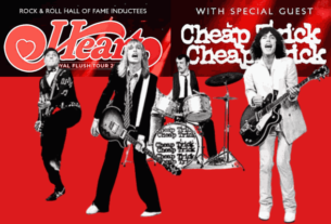 A captivating Poster of Heart and Cheap Trick Union, showcasing the essence of their timeless songs on the Royal Flush Tour with Heart and Cheap Trick Songs.