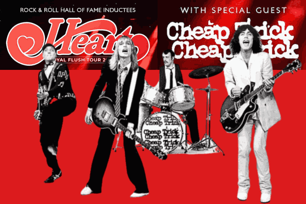 A captivating Poster of Heart and Cheap Trick Union, showcasing the essence of their timeless songs on the Royal Flush Tour with Heart and Cheap Trick Songs.