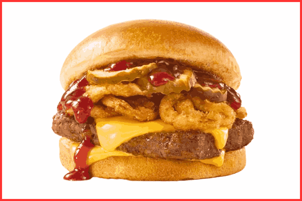 A close-up of a delicious Single Dave's Cheeseburger from Wendy's, featuring melted cheese, lettuce, tomato, and a juicy beef patty. Purchase of any of Wendy's Items like Frosty desserts, fries alongside a beverage qualifies one for the Wendy's Cheeseburger Extravaganza.
