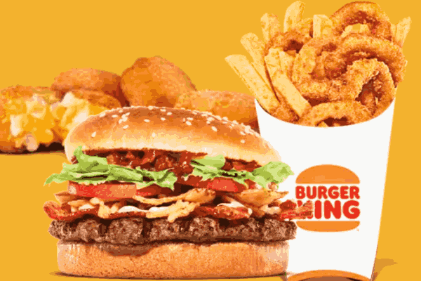 A mouthwatering image showcasing the irresistible Candied Bacon Whopper from Burger King, featuring sweet bacon jam, crispy onions, and garlic aioli on a seeded Whopper bun.