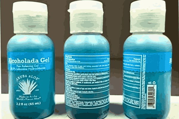 Aruba Aloe Alcoholada Gel bottle with label - part of the recall due to methanol risk