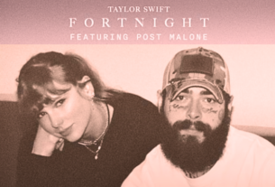 Taylor Swift reveals "Fortnight" featuring Post Malone, as the lead single from her album "The Tortured Poets Department" in a promotional image.