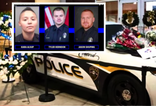Law enforcement officers mourning the deaths in an Oklahoma shooting incident