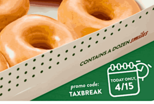 A tempting spread of doughnuts, wings, and sandwiches, showcasing Tax Day Deals in 2024.