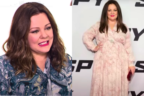 Melissa McCarthy smiling confidently, showcasing her weight loss transformation.