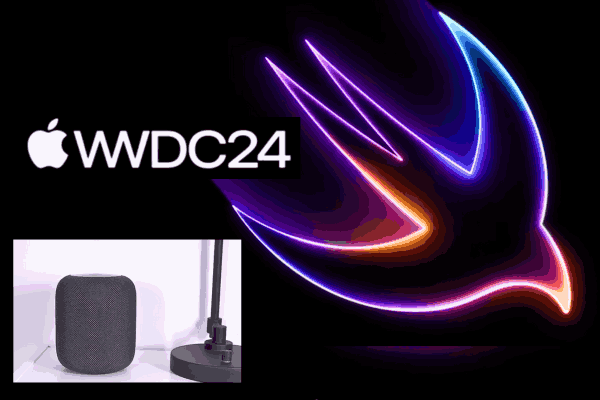 Apple AirPlay interface showcasing Dolby Atmos support on a HomePod and third-party speakers.