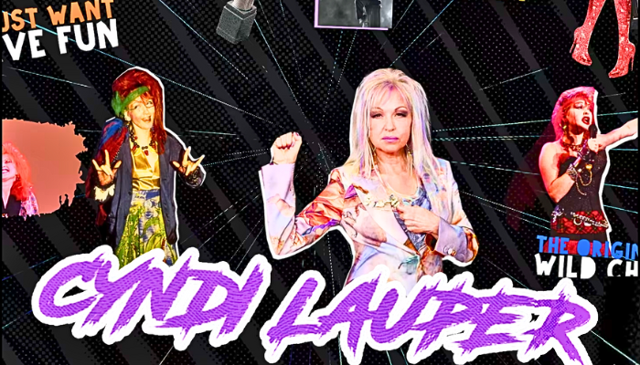 Poster of the "Cyndi Lauper Tour 2024" featuring the iconic singer's farewell announcement.