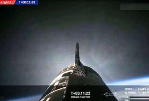 SpaceX Starship ascending during its fourth test flight, marking a milestone in space exploration.