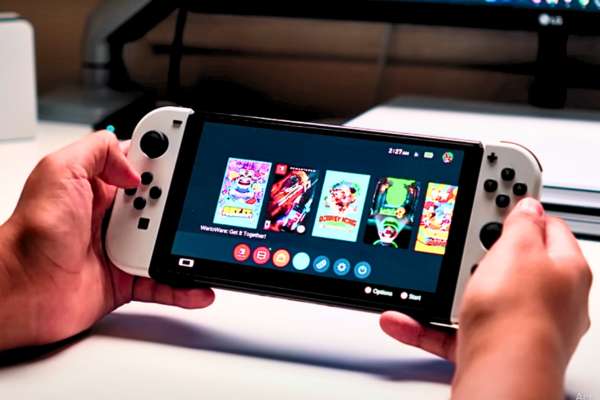 Modded Nintendo Switch displaying enhanced RAM and overclocked CPU, demonstrating impressive gaming performance.