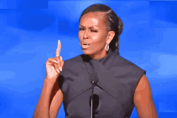 Michelle Obama delivering a powerful speech at the DNC Convention, highlighting Democratic values and setting the tone for the upcoming election.