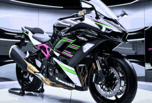 Kawasaki Ninja 500 hydrogen-powered motorcycle showcasing innovative design and sustainability.