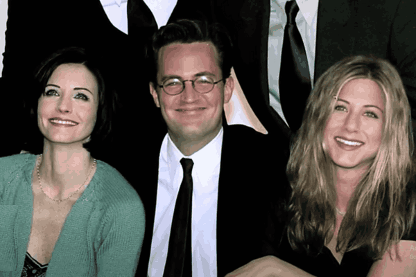 A somber image of Matthew Perry with a subtle overlay highlighting the investigation and legal repercussions following his tragic death from a ketamine overdose.