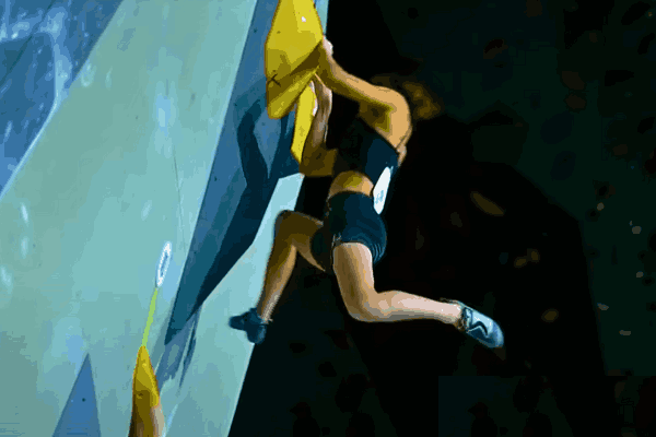 Climbers competing in Olympic Sport Climbing at the Paris 2024 Olympics, showcasing the bouldering, lead, and speed disciplines.