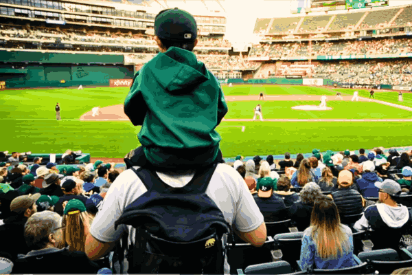 Fans gather at the Oakland Coliseum for the A's final game, marking the end of an era at the historic stadium.