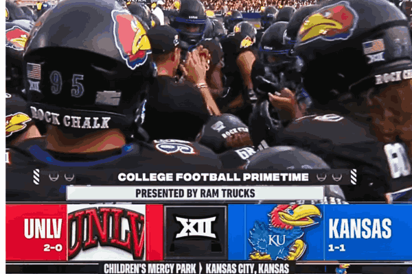 UNLV vs Kansas game action featuring a last-minute touchdown that secured UNLV's 23-20 victory.