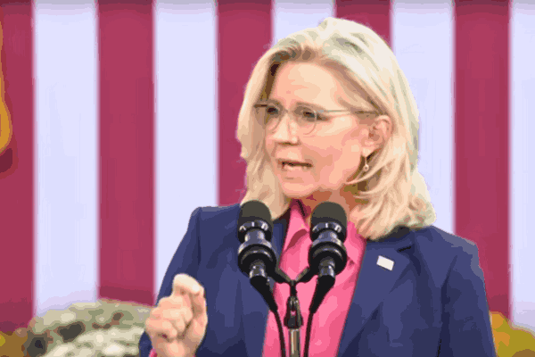 Liz Cheney speaking at a joint event with Kamala Harris, addressing reproductive rights and conservative values.