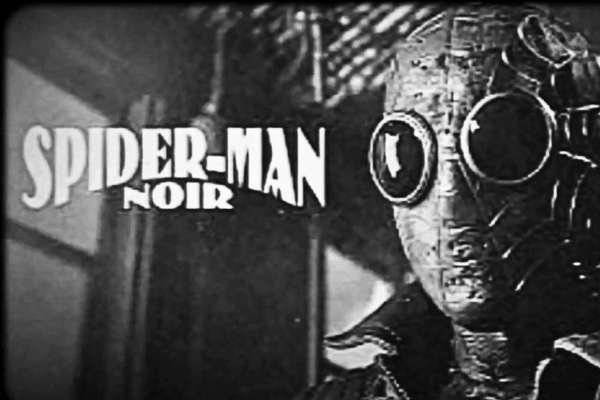 Nicolas Cage as Spiderman Noir in classic trench coat and goggles, embodying the dark, vintage hero in the upcoming live-action series.